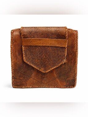 Vintage Reptile Embossed Leather Clutch Boho Artisan Bag